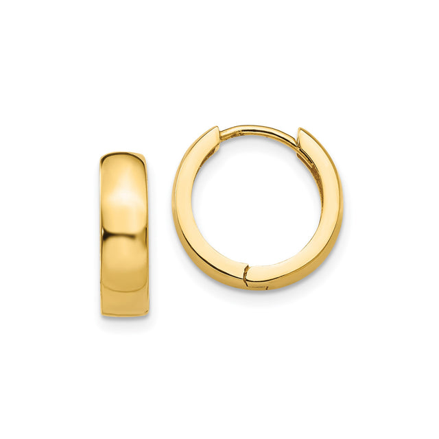 10k Yellow Gold Hoop Earrings, Small Polished Hinged Hoops, Unisex Classic Style