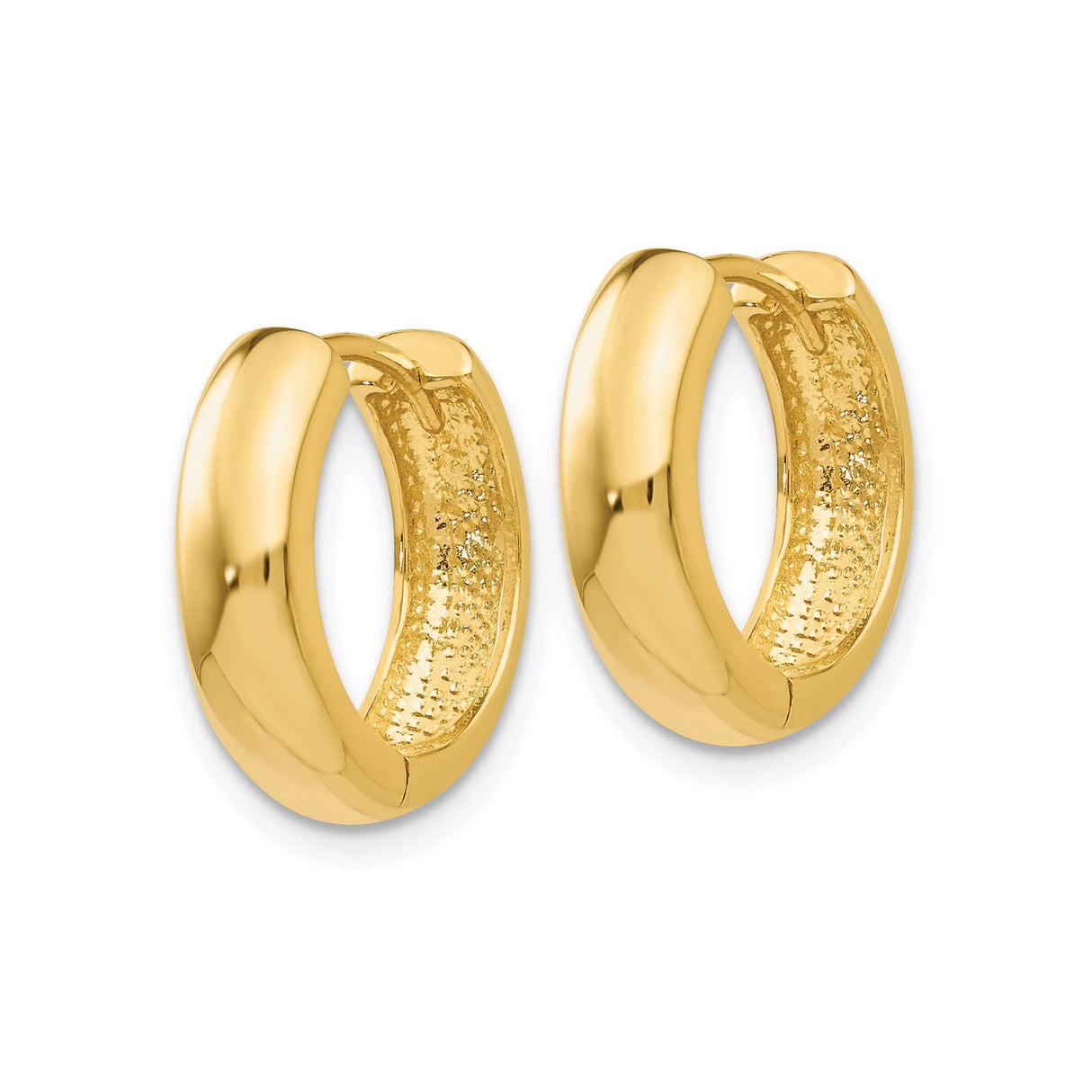 10k Yellow Gold Small Hoop Earrings, Polished Huggie Style, Unisex Minimalist Design