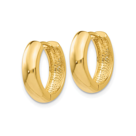 10k Yellow Gold Small Hoop Earrings, Polished Huggie Style, Unisex Minimalist Design