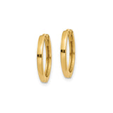10k Yellow Gold Hoop Earrings with Hinged Closure, Polished Minimalist Design, Unisex Style