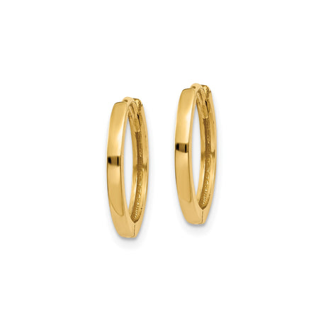 10k Yellow Gold Hoop Earrings with Hinged Closure, Polished Minimalist Design, Unisex Style