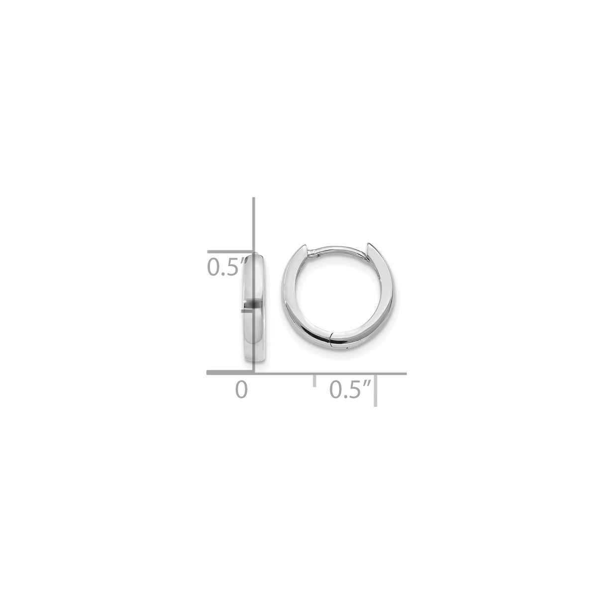10k White Gold Hoop Earrings, Hinged Minimalist Polished Design for Men and Women