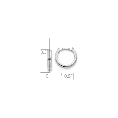 10k White Gold Hoop Earrings, Hinged Minimalist Polished Design for Men and Women