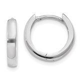 10k White Gold Hoop Earrings, Hinged Minimalist Polished Design for Men and Women