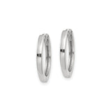 10k White Gold Hoop Earrings, Polished Finish, Minimalist Unisex Design