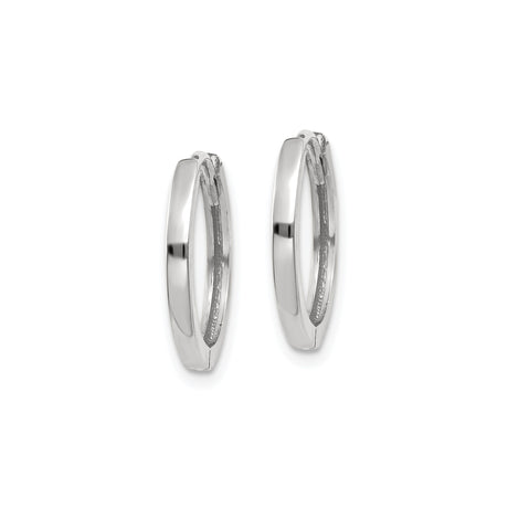 10k White Gold Hoop Earrings, Polished Finish, Minimalist Unisex Design