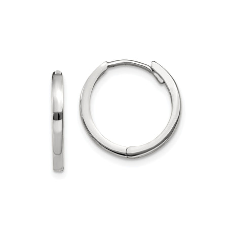 10k White Gold Hoop Earrings, Polished Finish, Minimalist Unisex Design