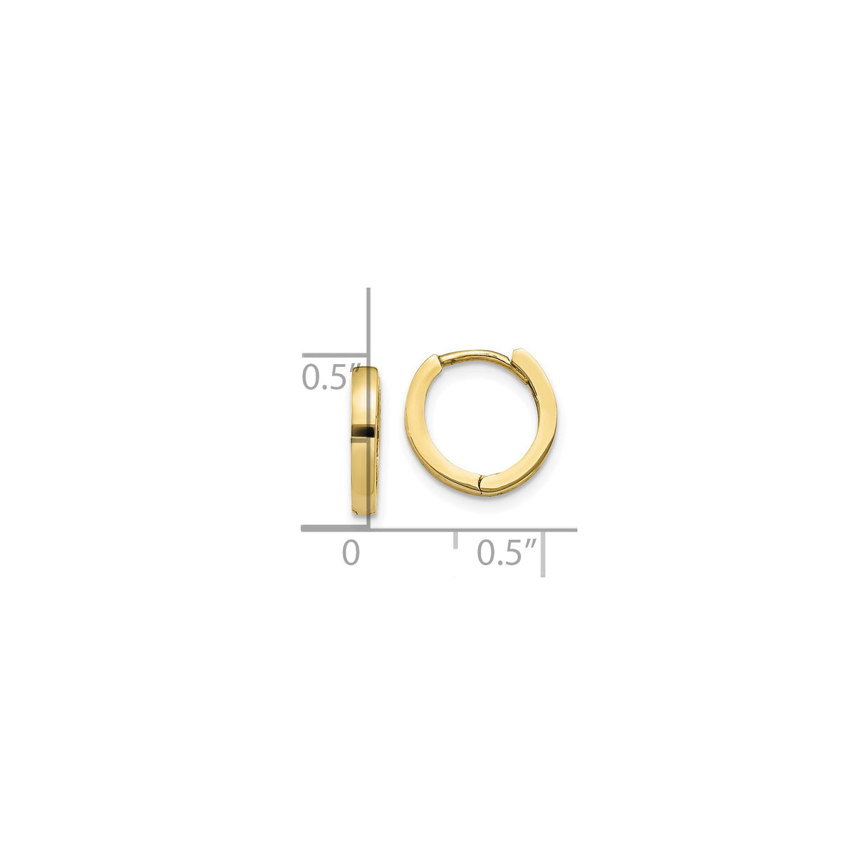 10k Yellow Gold Hoop Earrings, Small Polished Huggie Style, Unisex Minimalist Design