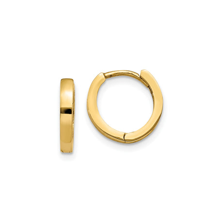 10k Yellow Gold Hoop Earrings, Small Polished Huggie Style, Unisex Minimalist Design