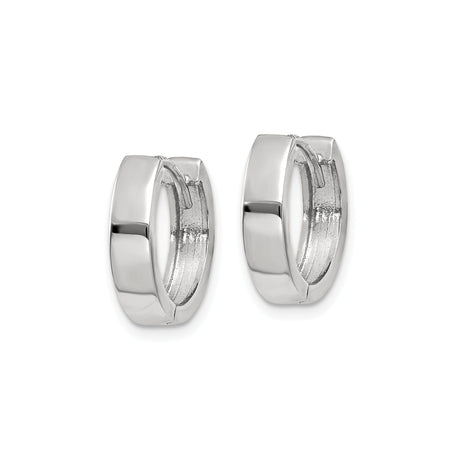 10k White Gold Hoop Earrings, Polished Finish, Minimalist Unisex Design