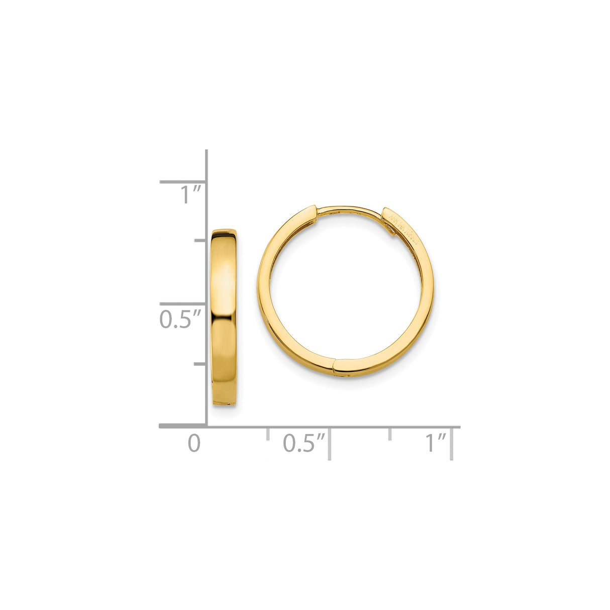 10k Yellow Gold Hoop Earrings, Classic Polished Lightweight Design, Hinged Back