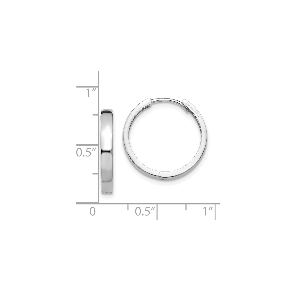 10k White Gold Hoop Earrings, Sleek Round Minimalist Design, Lightweight Polished Finish