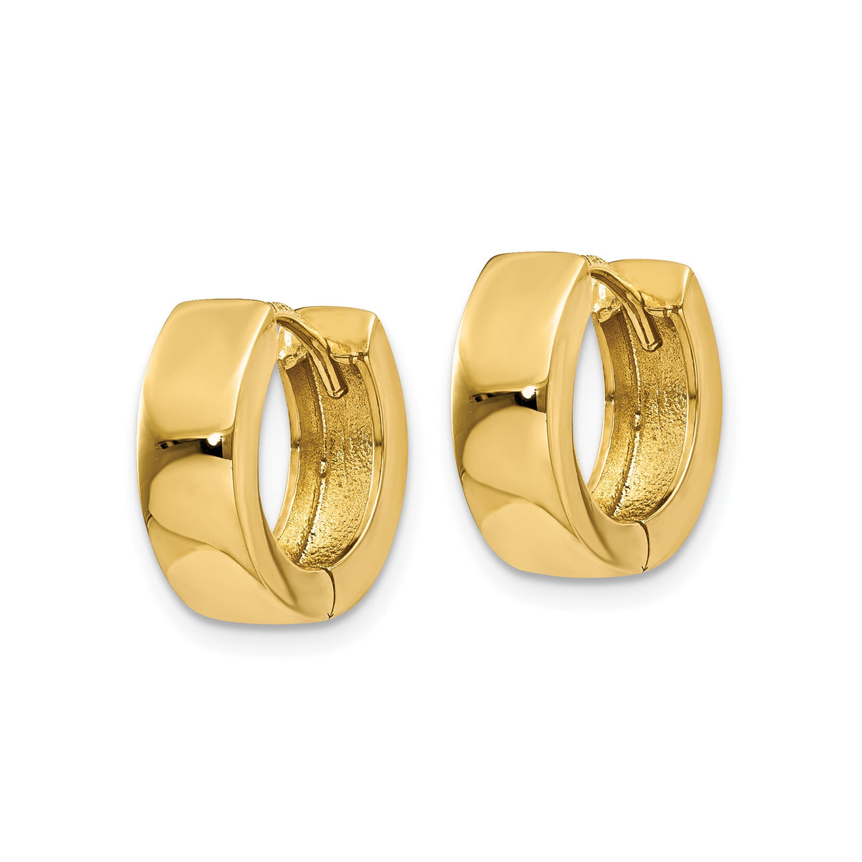 10k Yellow Gold Hoop Earrings, Polished Smooth Finish, Lightweight Unisex Classic Design
