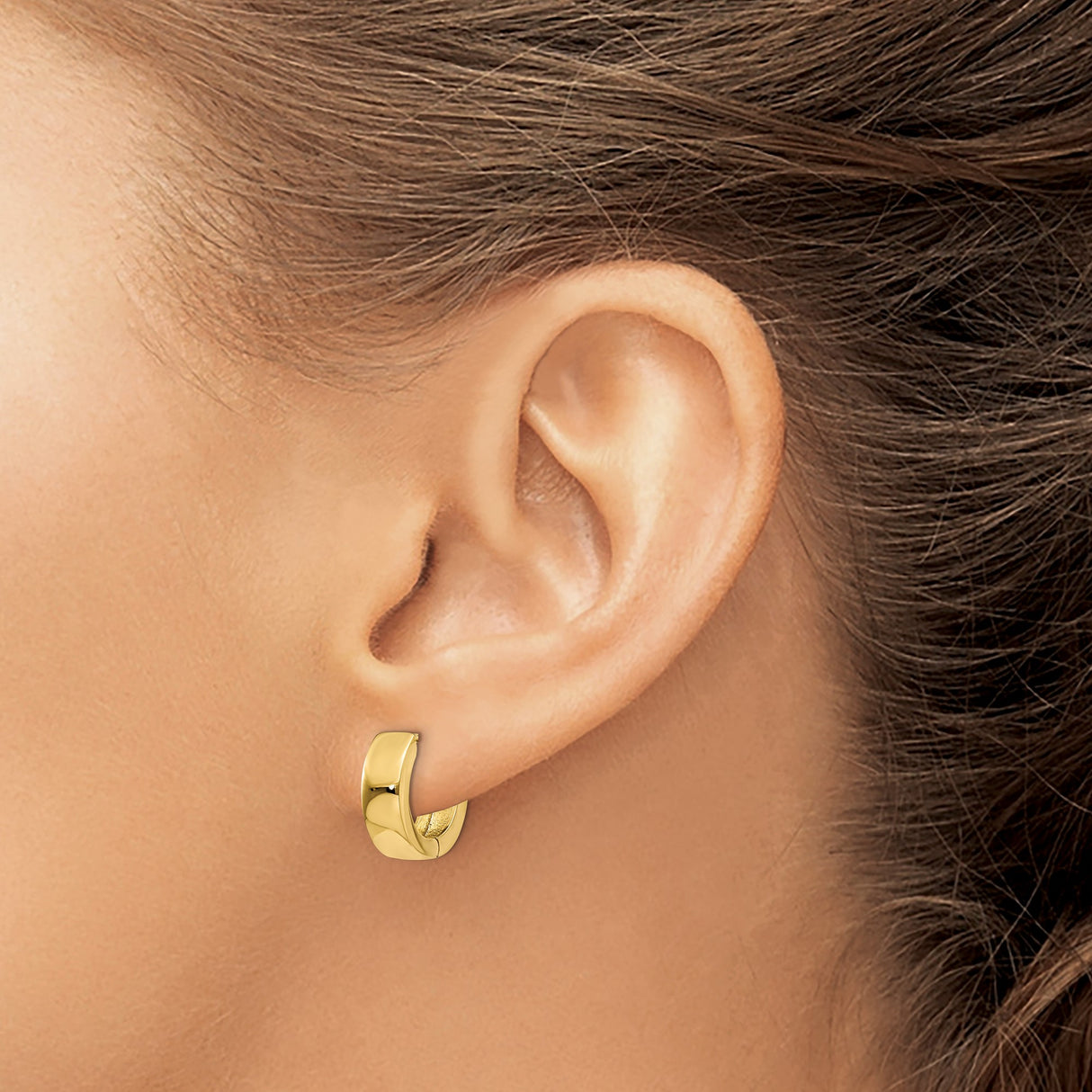 10k Yellow Gold Hoop Earrings, Polished Smooth Finish, Lightweight Unisex Classic Design