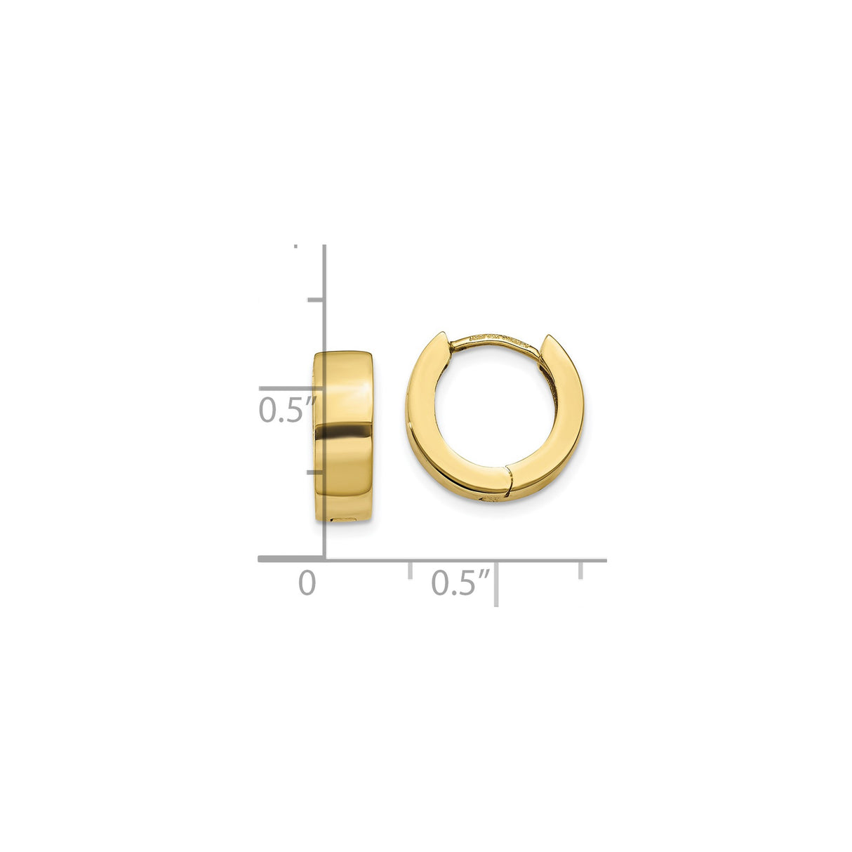 10k Yellow Gold Hoop Earrings, Polished Smooth Finish, Lightweight Unisex Classic Design