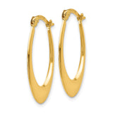 10k Yellow Gold Teardrop Hoop Earrings, Lightweight Polished Oval Minimalist Design