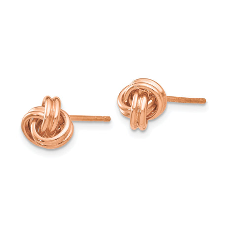 10K Rose Gold Love Knot Stud Earrings Intertwined Design