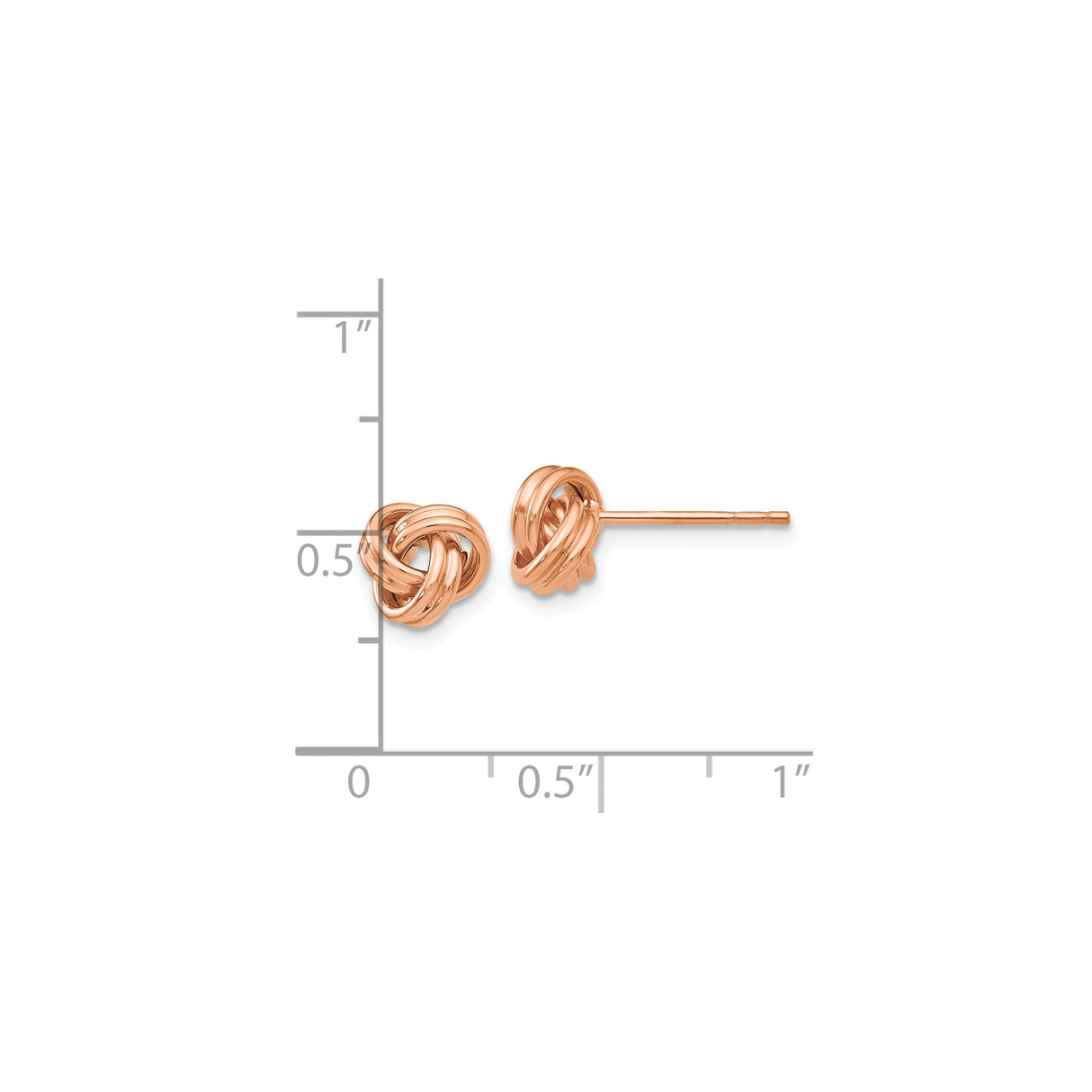10K Rose Gold Love Knot Stud Earrings Intertwined Design