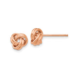 10k Rose Gold Love Knot Stud Earrings for Women with Intertwined Design, Symbolic Unity Knot, Timeless Gold Jewelry, Elegant Minimalist Studs for Everyday, Romantic Anniversary or Valentine Wear