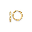 10k Yellow Gold Hoop Earrings, Small Textured Diamond Cut Design, Hinged Back, Lightweight