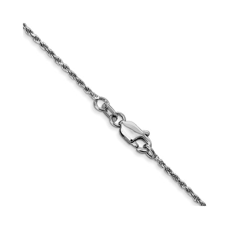 10K White Gold 1.15 mm Rope Chain Necklace, Polished alternate angle