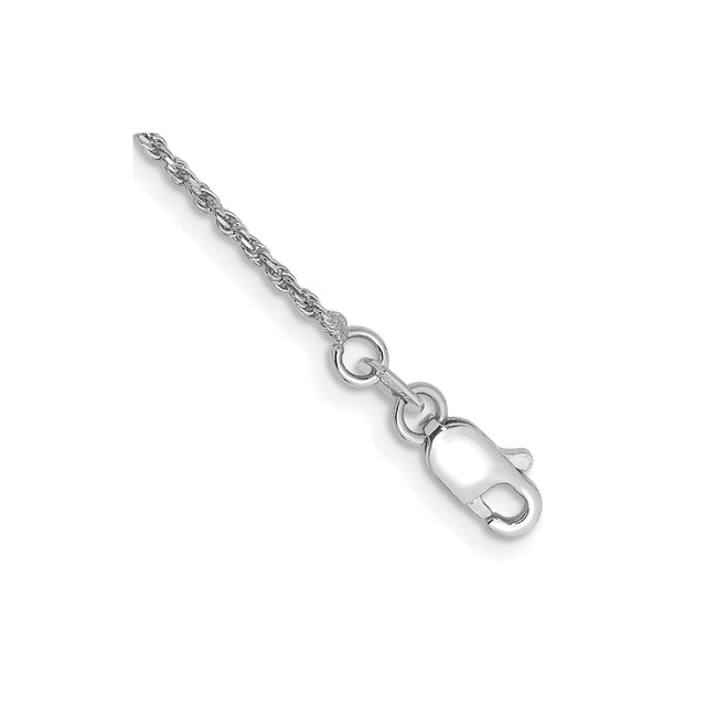 10K White Gold 1.15 mm Rope Chain Bracelet, Polished