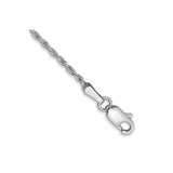 10K White Gold 1.3 mm Rope Chain Anklet, Polished
