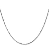 10K White Gold 1.6 mm Rope Chain Necklace, Polished