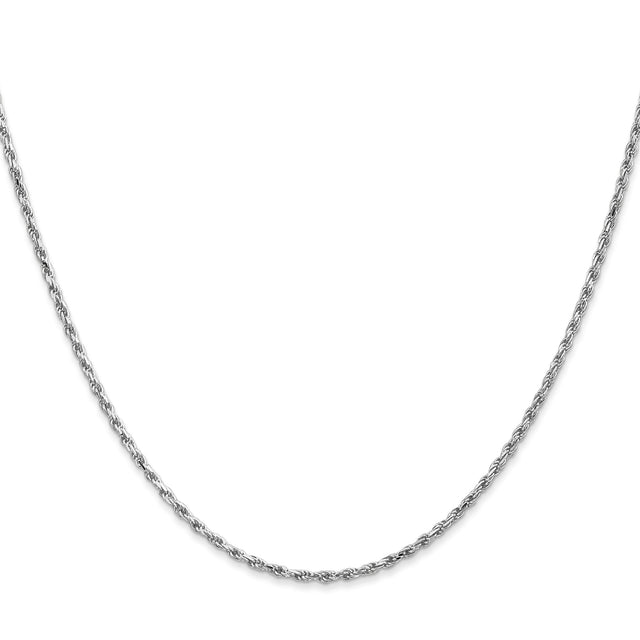 10K White Gold 1.6 mm Rope Chain Necklace, Polished