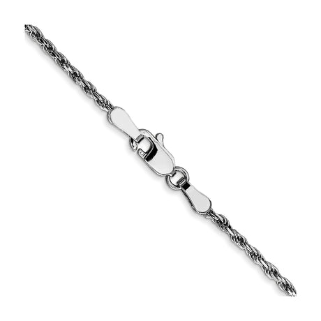 10K White Gold 1.6 mm Rope Chain Necklace, Polished alternate angle