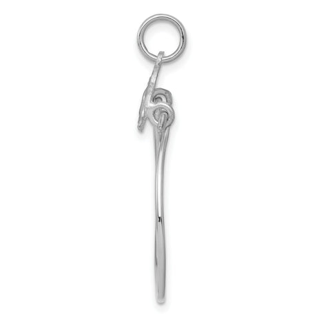 10k White Gold Heart Pendant with Interlocking Open Hearts and Textured Design