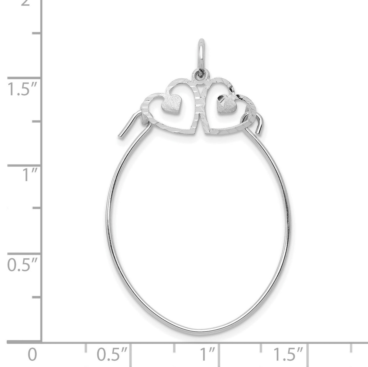 10k White Gold Heart Pendant with Interlocking Open Hearts and Textured Design