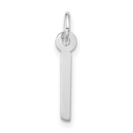 10k White Gold Vertical Bar Pendant, Minimalist Stick Charm, Unisex Modern Jewelry