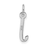 10k White Gold Initial J Pendant Charm, Polished Block Letter Jewelry for Women