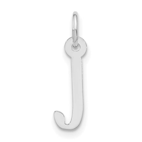 10k White Gold Initial J Pendant Charm, Polished Block Letter Jewelry for Women