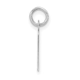 10k White Gold Initial R Pendant Charm, Block Letter Design, Polished Finish