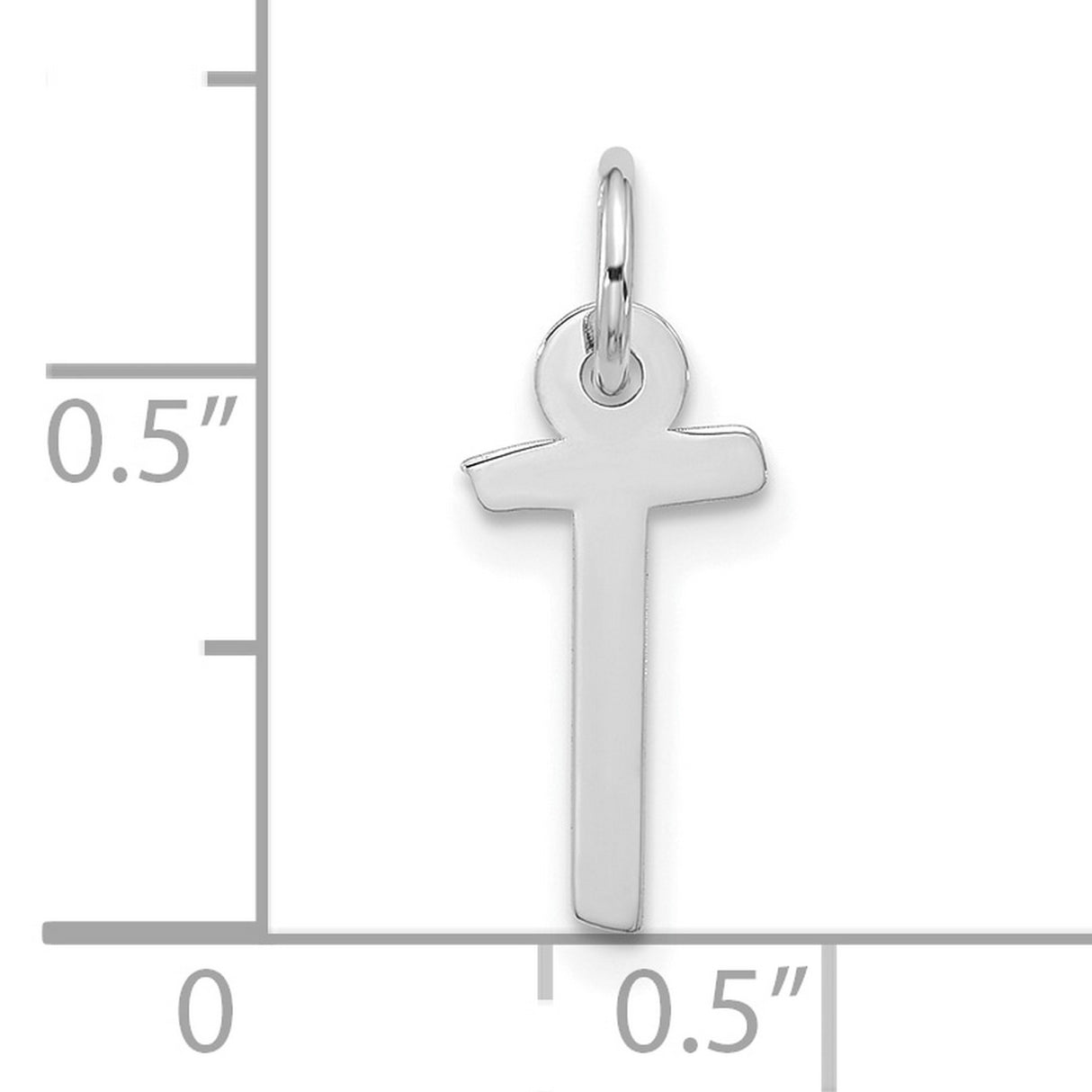 10k White Gold Sideways T Bar Cross Pendant, Modern Minimalist Christian Jewelry for Women or Unisex