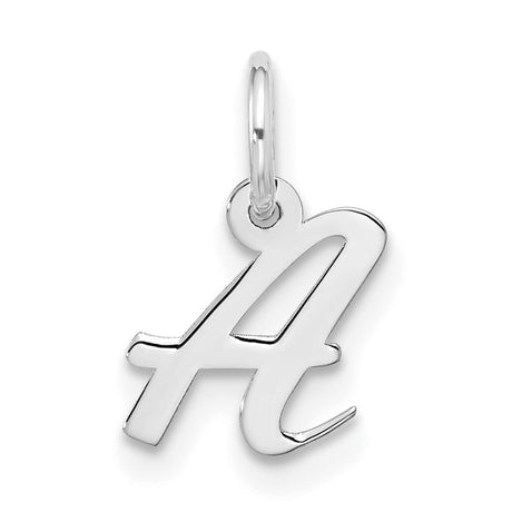10k White Gold Letter A Pendant Charm, Script Monogram Style for Women or Unisex Wear