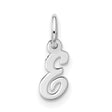 10k White Gold Script Initial E Pendant, Polished Letter Charm, Dainty Monogram Jewelry for Women