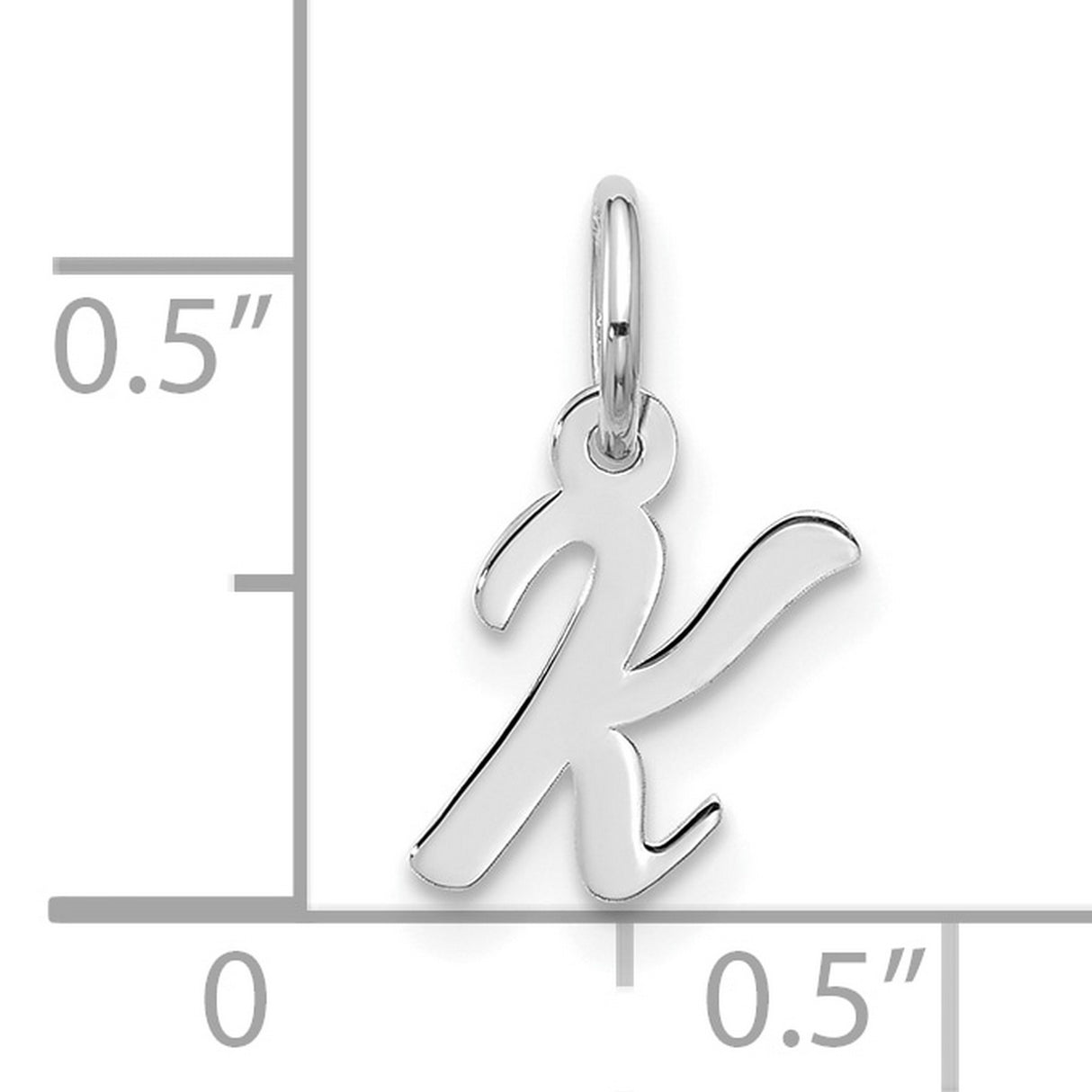10k White Gold Initial K Pendant, Script Letter Charm for Necklace or Bracelet