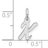 10k White Gold Initial K Pendant, Script Letter Charm for Necklace or Bracelet