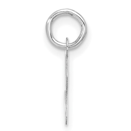 10k White Gold Script Initial L Pendant, Polished Cursive Letter Charm for Women