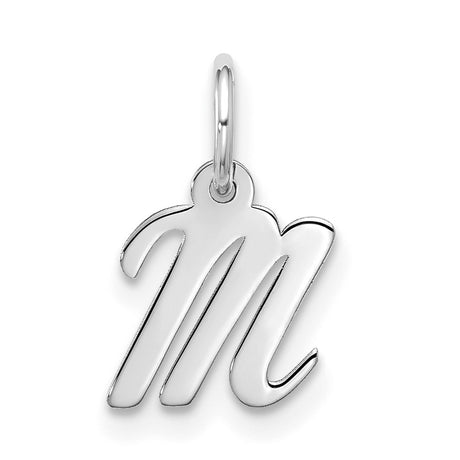 10k White Gold Virgo Zodiac Pendant, Polished Script Symbol, Astrology Jewelry for Women or Unisex