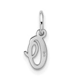 10k White Gold Initial C Pendant, Script Letter Charm with Polished Finish