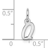 Small Script Initial Q Charm Pendant in Real 10k White Gold