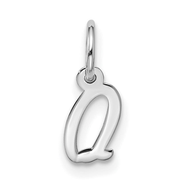 Small Script Initial Q Charm Pendant in Real 10k White Gold