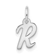 10k White Gold Letter R Pendant, Polished Script Initial Charm for Women