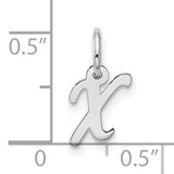 Small Script Initial X Charm Pendant in Real 10k White Gold