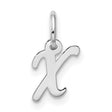 Small Script Initial X Charm Pendant in Real 10k White Gold