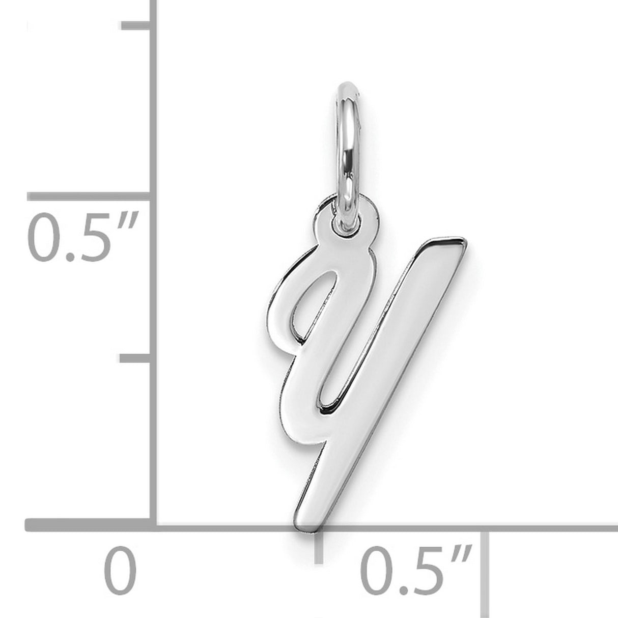 Small Script Initial Y Charm Pendant in Real 10k White Gold